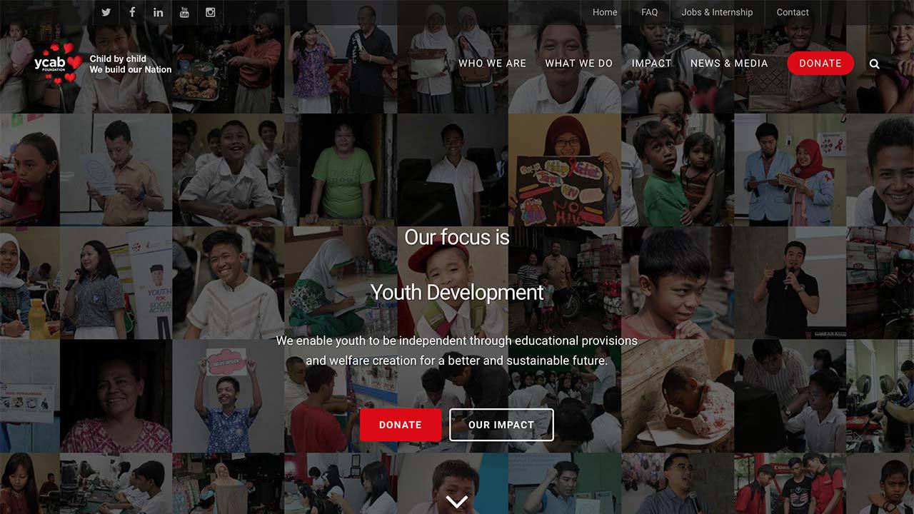 Yayasan Cinta Anak Bangsa Foundation (YCAB)のWebサイト画像01